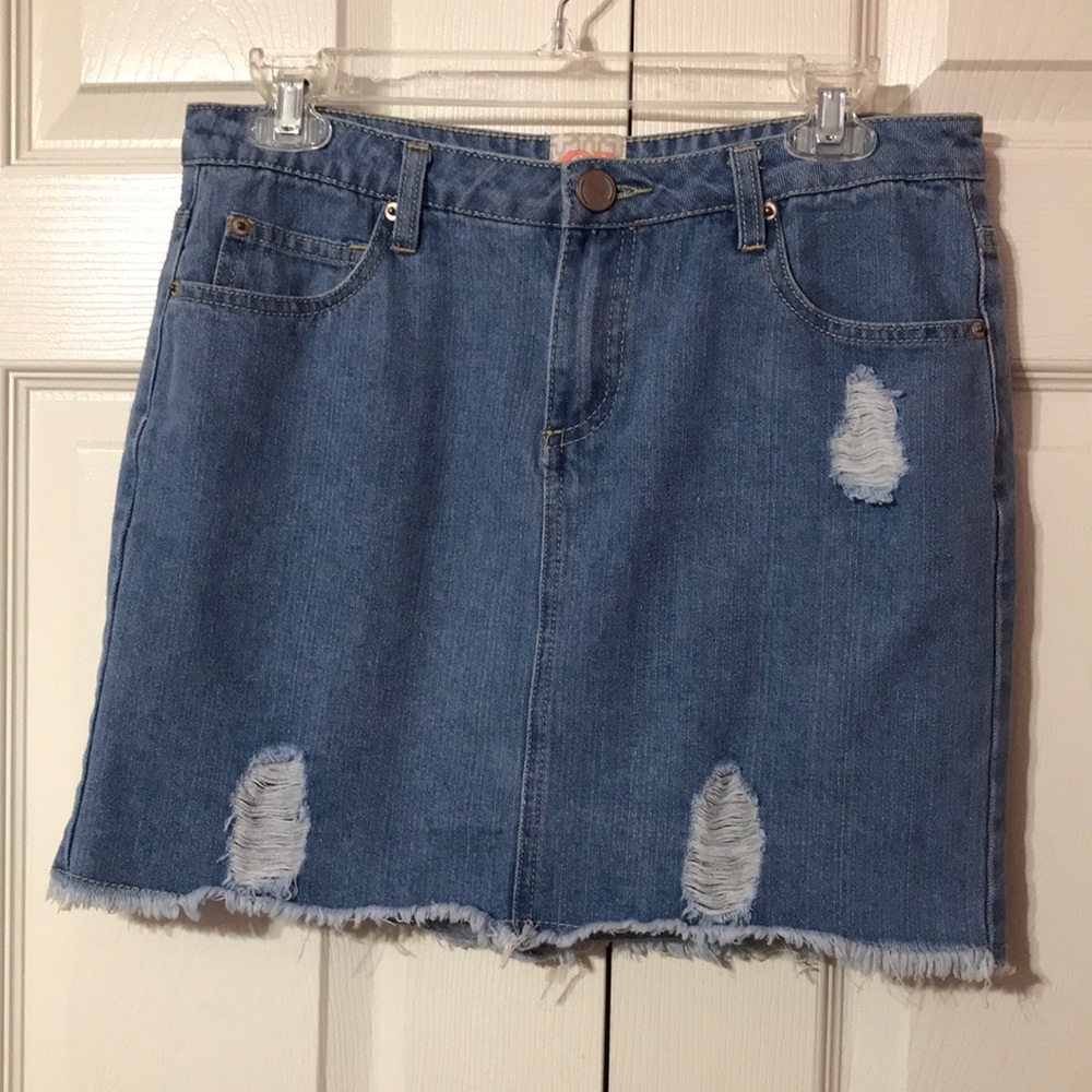 GB Denim Frayed Hem Mini Skirt Size 7